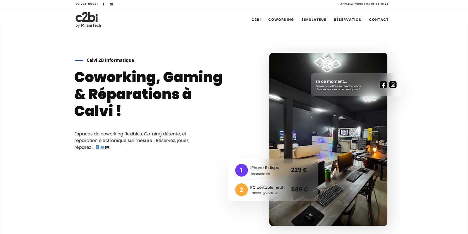 site web créé pour l'entreprise c2bi by Milani Tech à Calvi en Corse